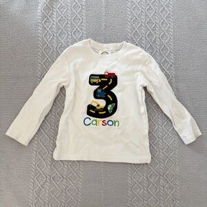 Long Sleeve Shirt Number 3 in Vehicle Design and Custom Embroidered Name Carson